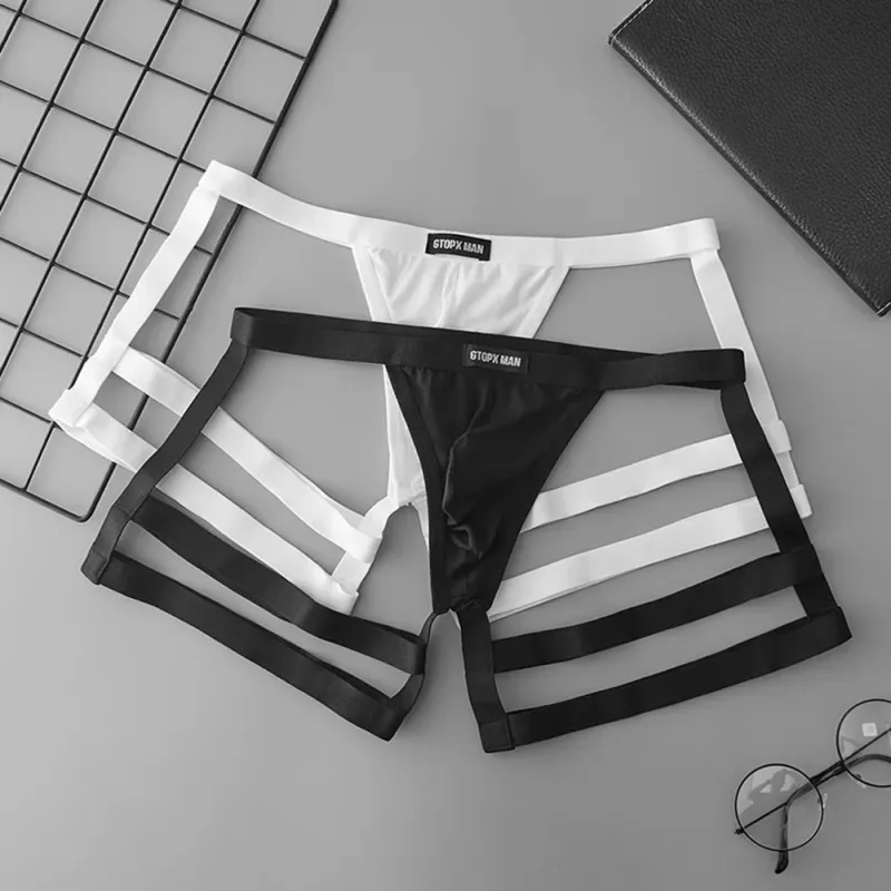 Slip perizoma elastico traspirante da uomo con bretelle a vita bassa con design a tasca convessa a U adatto per la primavera estate autunno inverno — image 1