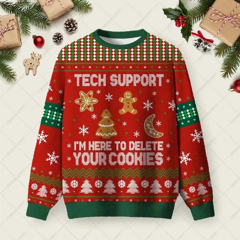 3D Print Gingerbread Man Graphic Sweatshirts Funny Santa Claus Ugly Christmas Sweater Unisex Xmas 2026 Pullover Casual Clothing