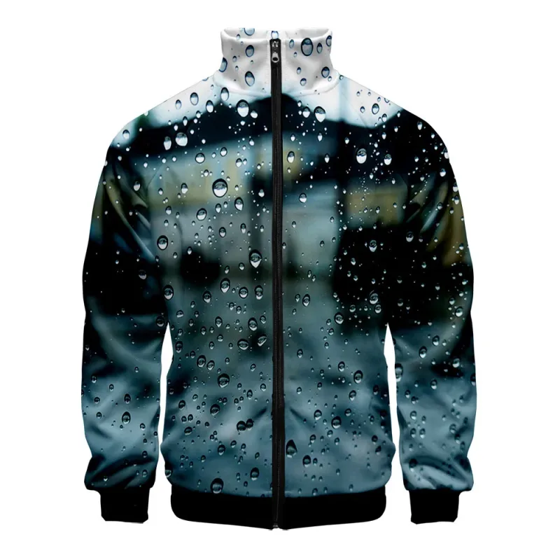 Harajuku Popular Rain 3D Print Zipper Raglan Jacket Windbreaker Boys/Girls Comfortable Stand Collar Jackets Coats — image 5