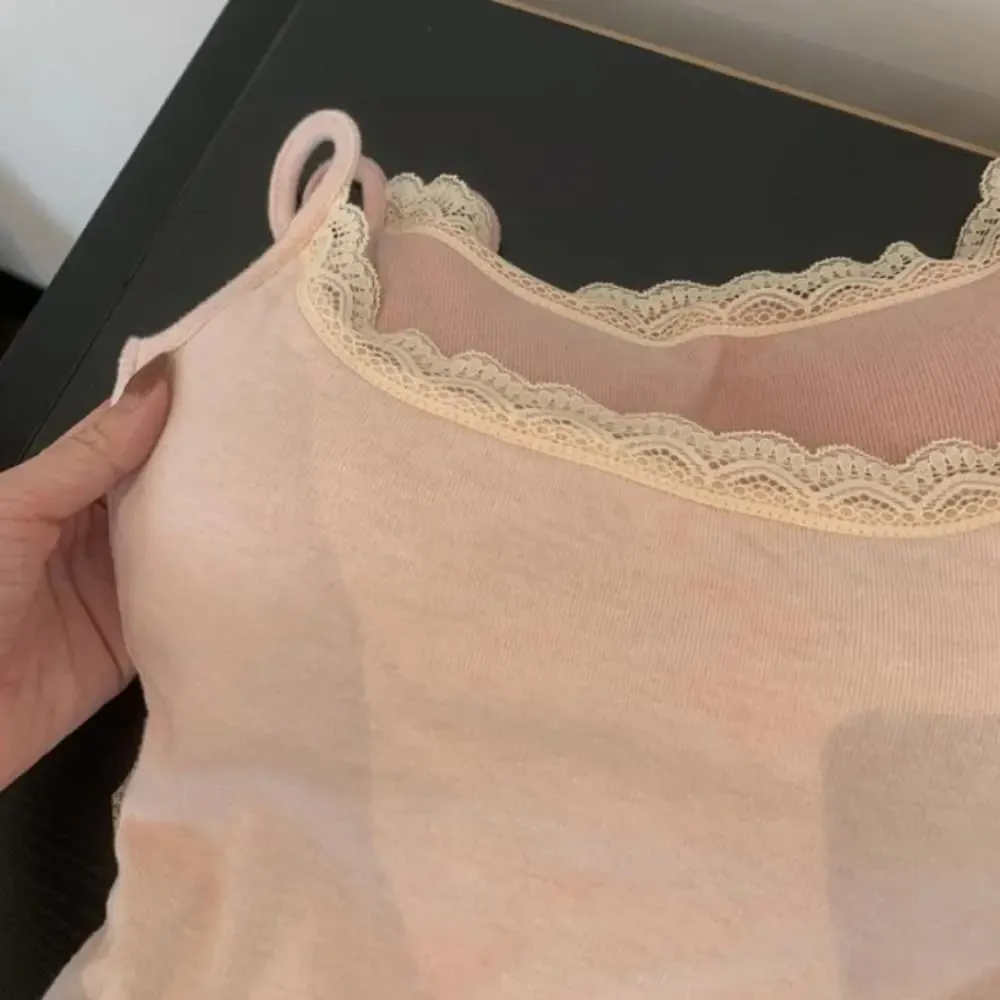 Fashion with Chest Pad Camis Tank Tops Integrated Top Elastic Lace Tops Versatile Slim Vest Women Clothes — image 8