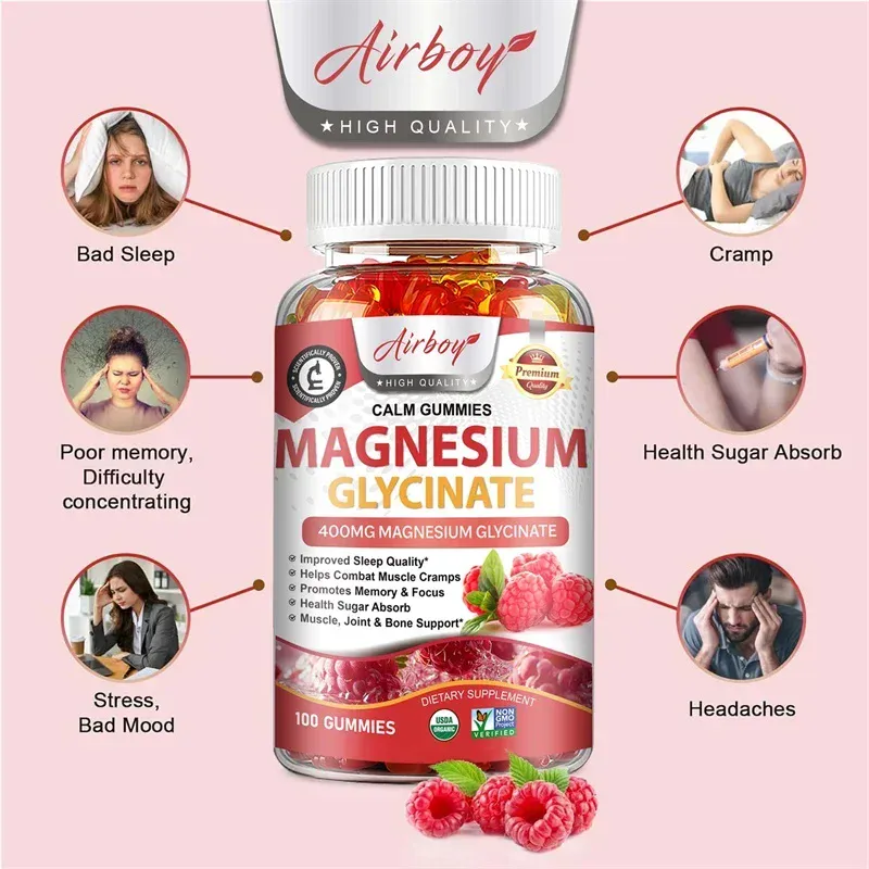Magnesium Glycinate Gummies - Ang Kalusugan ng Utak ay Nagpapalakas ng Mga Kalamnan at Buto Nagpapabuti ng Pagtulog Relax Nerves — image 4