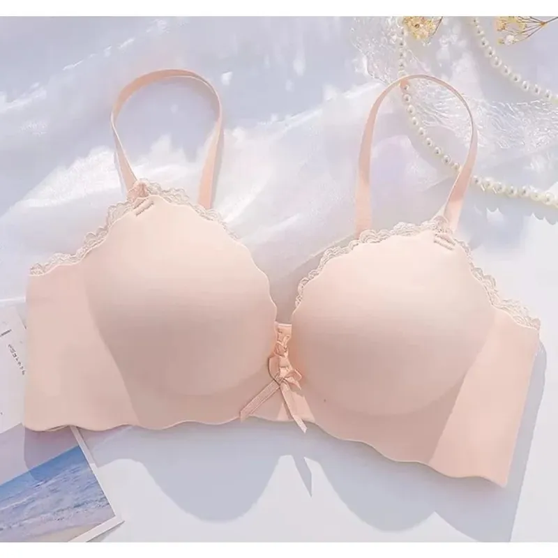 AA Cup Padded Push‑up Bra Panty Set Wireless Seamless One‑piece Lingerie Suit for Small Flat Chest Soft Daily Casual Underwear