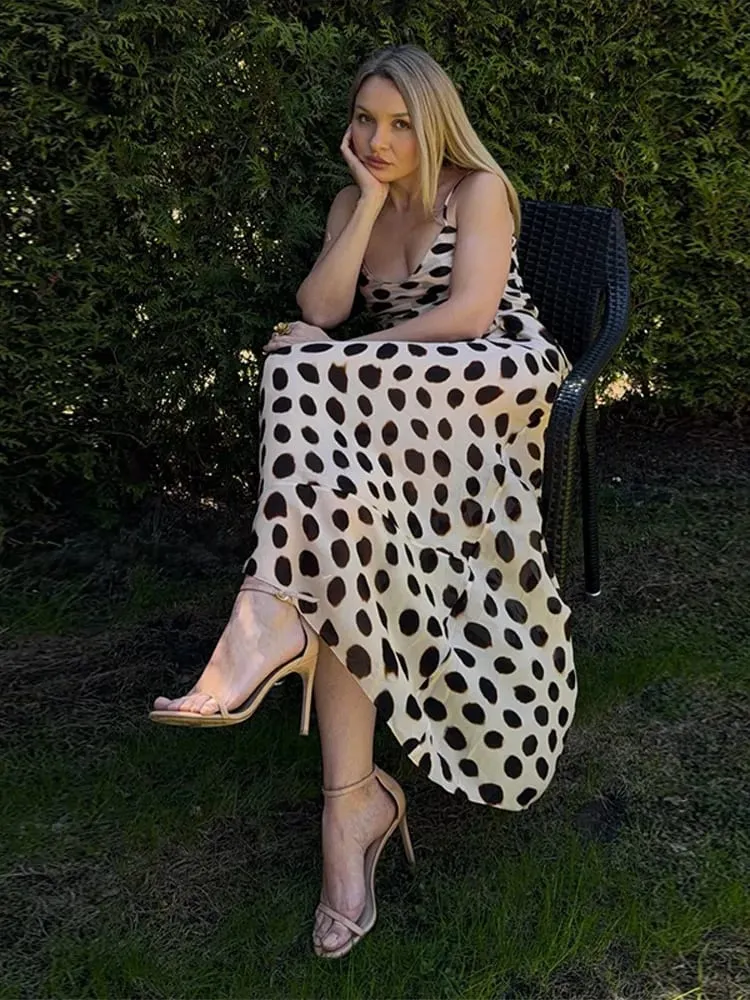 Urban Long Dress Animal Print Women Dress Sexy V-neck Ruched Drawstring Female Dresses 2026 Summer Party Lady Street Robe