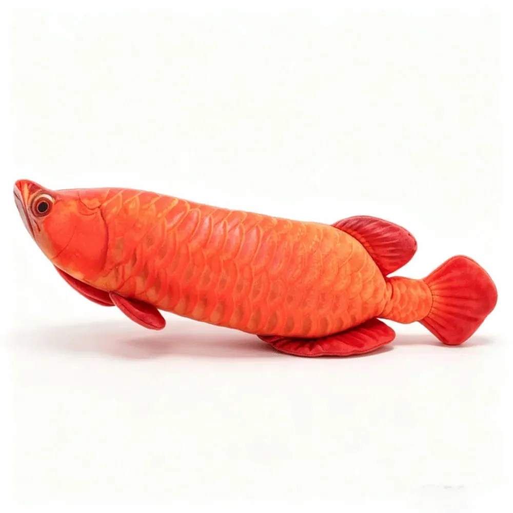 Adorable Soft Arowana Plush Toys Lifelike Cute Fish Plush Pillow Elongated Body Simulation Fish Plush Toys Cat Toys