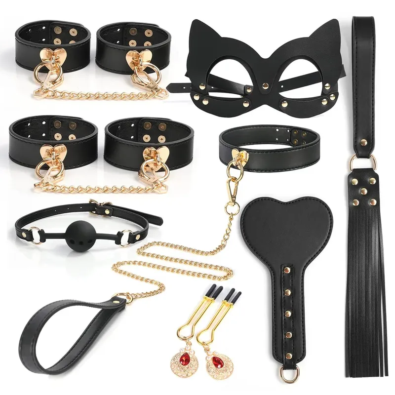 Erotic Sex Toys Leather 8 PCS BDSM Bondage Set with Case Adult Sex Games Restraints Kit Exotic Bondage Gear for Couples Sex Shop — image 5