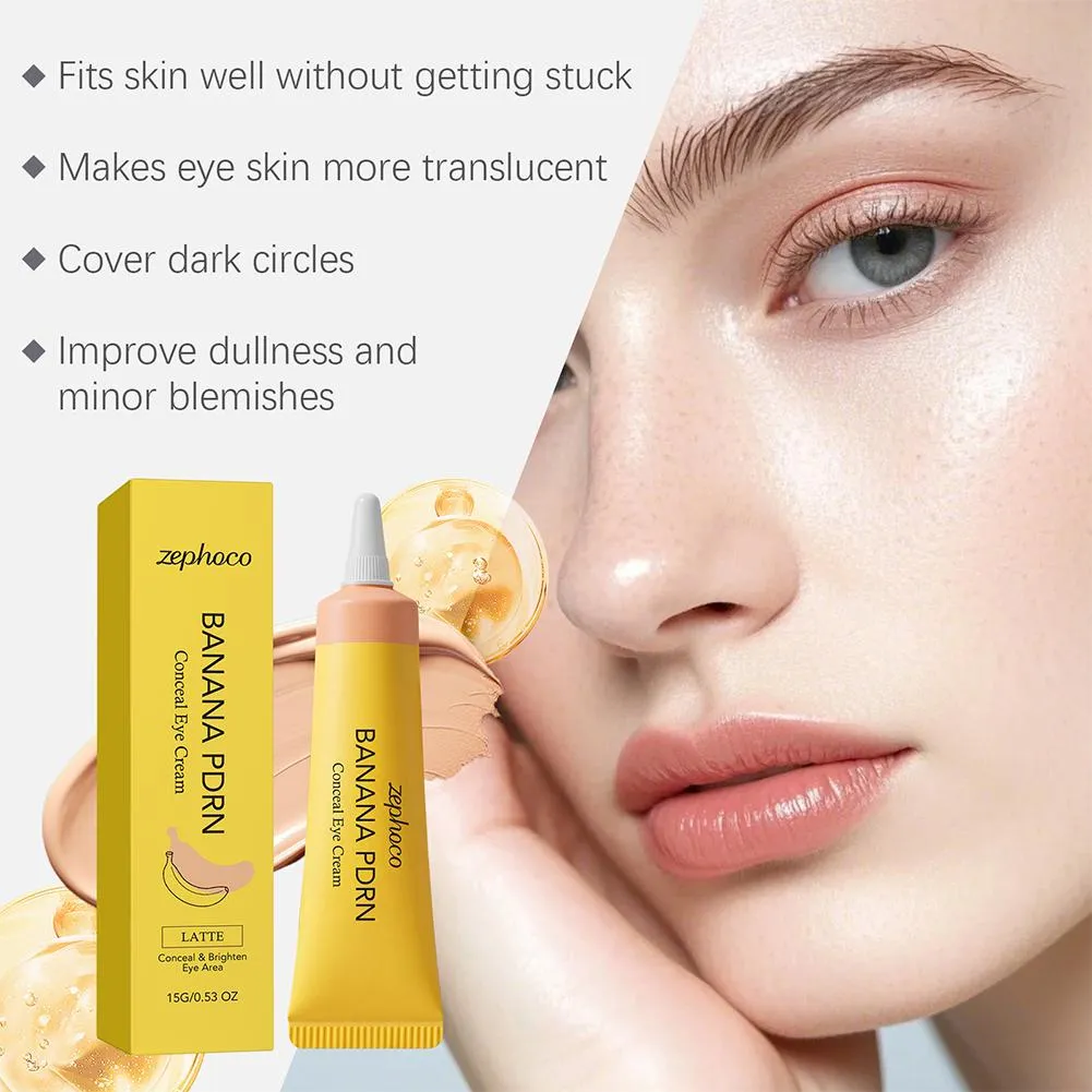 Zephoco Banana PDRN Concealer Eye Cream Brighten Sooth Repair Lightweight Eye Moisturizing Concealer Non Sticky Under Eye Cream