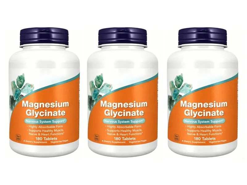 Suplemen Magnesium Glycinate 180 Tablet Chelated Bisglycinate Tablet Pemakanan untuk Lelaki & Wanita Sokongan Mineral Harian Lembut
