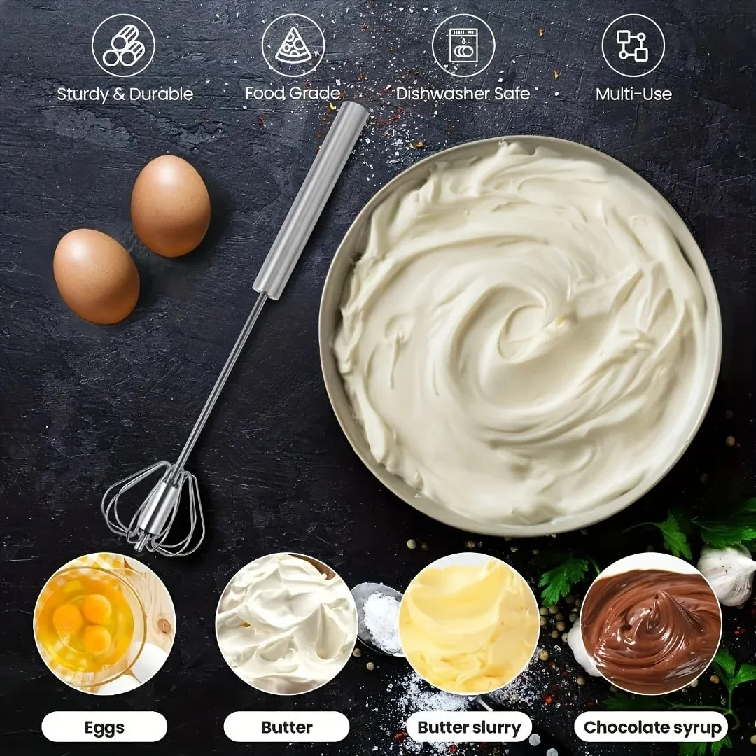 Stainless Steel Egg Beater Durable Semi-Automatic Mixer for Effortless Egg Cream Mixing Stirring and Beating for Kitchen Baking — image 4