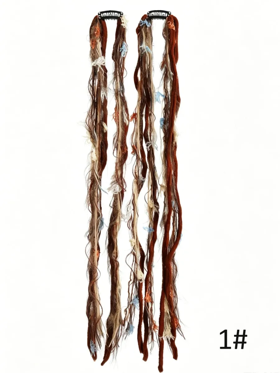 Colorful Hand Woven Braiding Extensions Hair Clip In Synthetic Wig Dreadlock Hair Pieces Hair Accessories for Women Daily Party