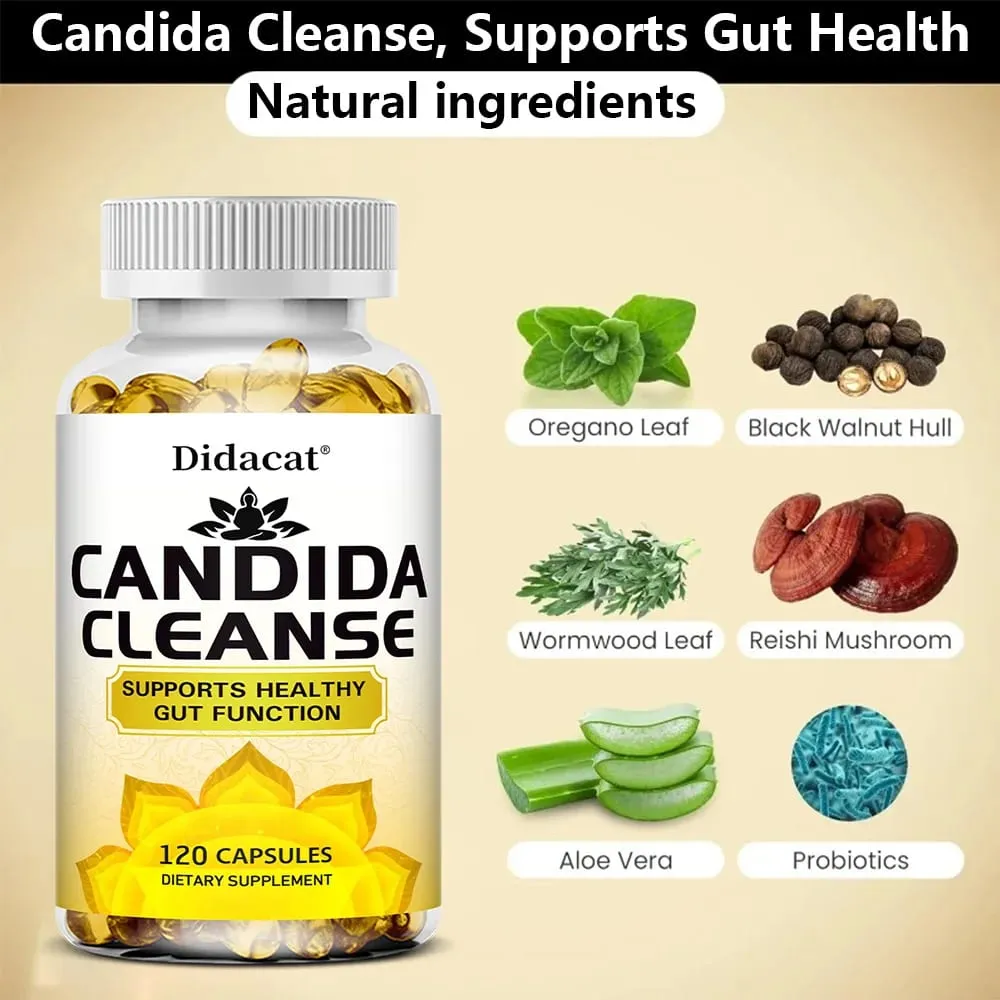 Candida Cleanse ประกอบด้วยสมุนไพรธรรมชาติและโปรไบโอติกเพื่อสนับสนุนการทำงานของลำไส้ให้แข็งแรงและสุขภาพภูมิคุ้มกันเหมาะสำหรับทุกเพศ — image 3