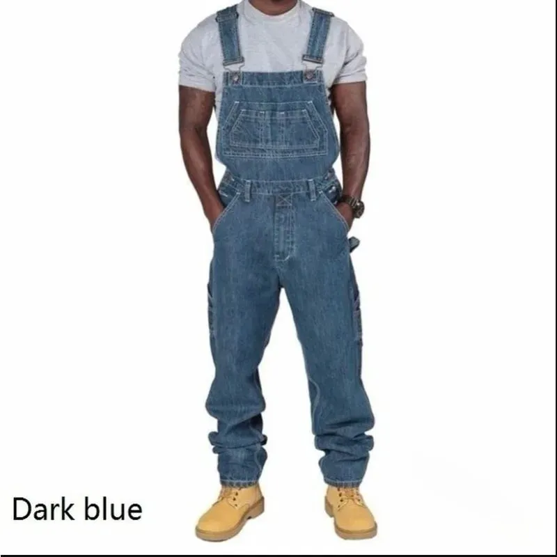Trendy Men's Suspenders Denim Jumpsuit Fashion Casual Overalls Jeans — image 7