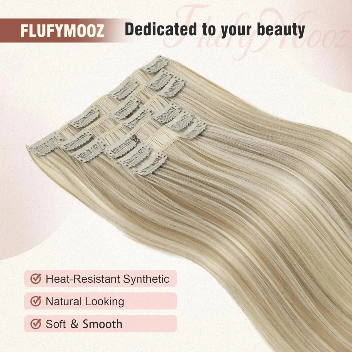 6 pçs clipe em extensões de cabelo 24 "longo reto resistente ao calor clipes sintéticos na peça de cabelo para uso diário feminino — image 4