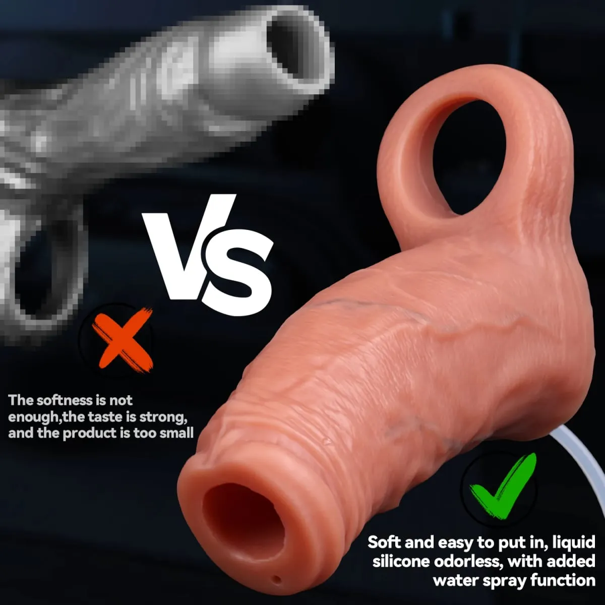Male Ejaculation Cock Ring Sleeve Reusable Water Spray Penis Enlargement Extender Silicone Dildo Sex Toys for Men Condom Couple — image 5