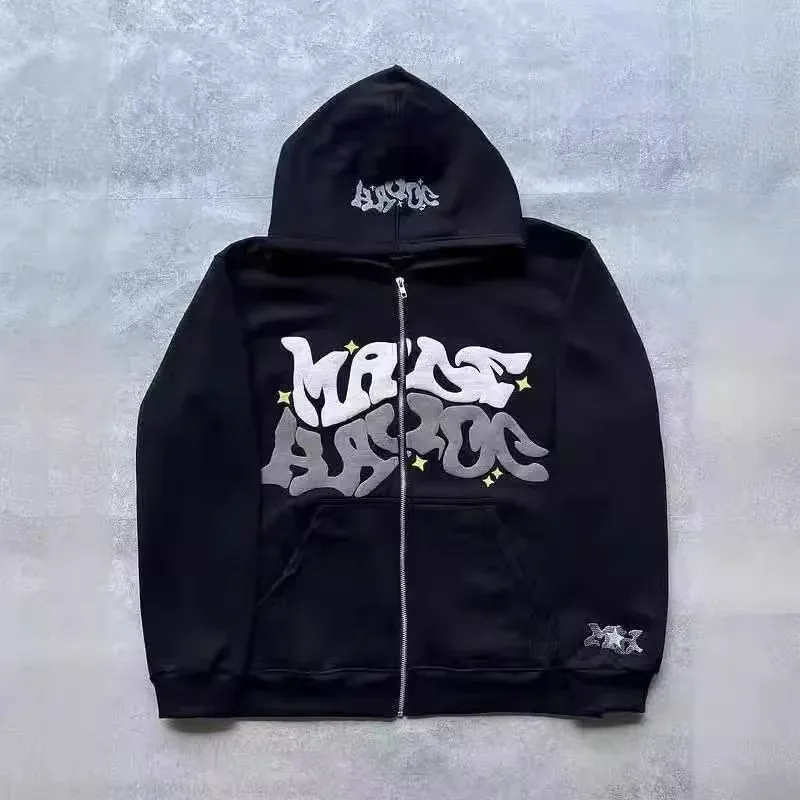 Hoodies Men's Sweatshirt 2026 Street Fashion Gothic Punk Hip-Hop Zipper Print Hooded Sweatshirt Hoodie Sweatshirt Man's Clothing — image 2