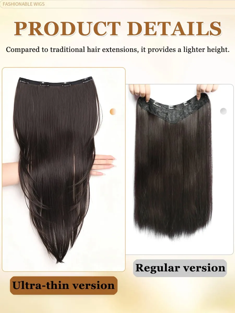Synthetic High-layer Inward Curl Hair Extensions for Women One-Piece Ultra-thin Invisible Long Straight Hair Extension — image 5