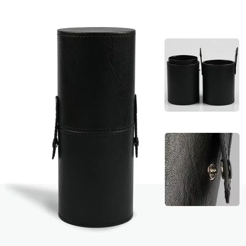 Balde de escova de maquiagem de couro do plutônio portátil viagem saco cosmético multi-função à prova de poeira à prova ddustágua cilindro de escova de maquiagem — image 8