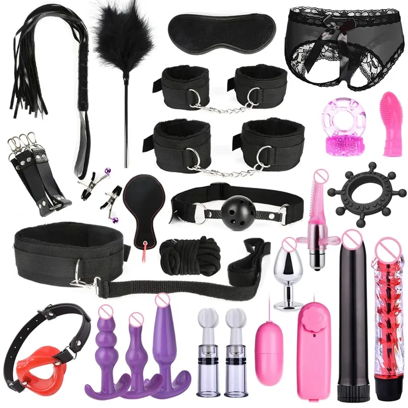 Adult Sex Toy Kits Sets for Sexy Games Bondage Mask Set Feather Handcuffs Ankle Cuff Restraints for Couple Sexual Aids 18+ — image 3