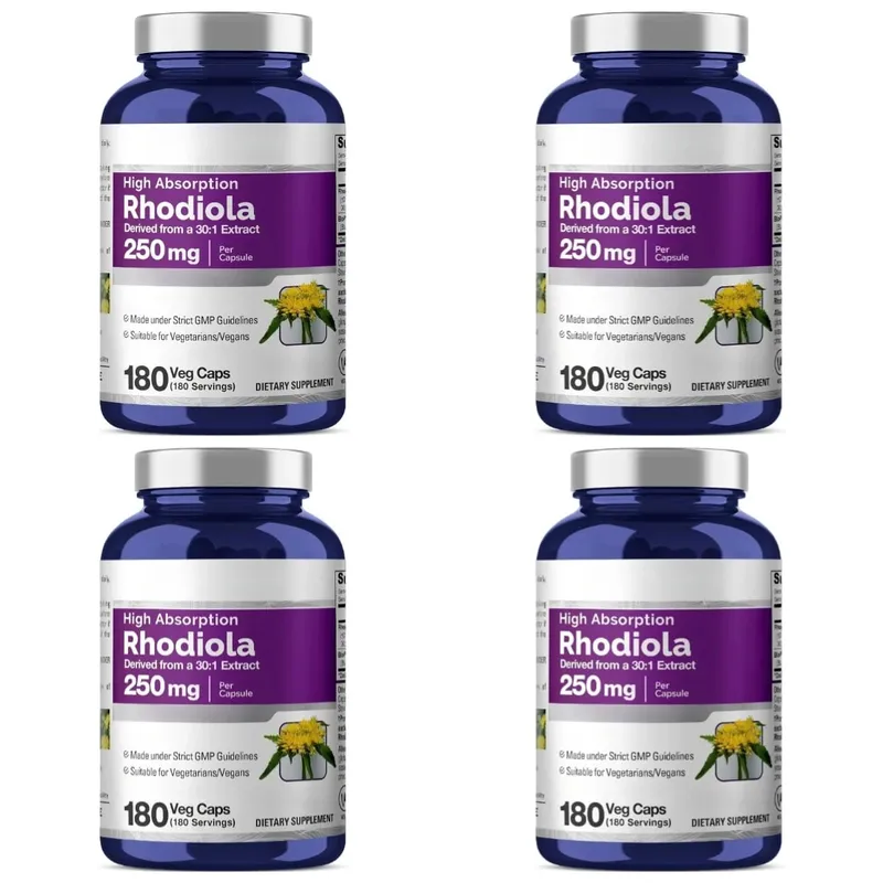 Rhodiola Rosea Supplement 180 Capsules 250mg Plant Extract per Serving Stress Reduction Energy Boost Cognitive Function Support