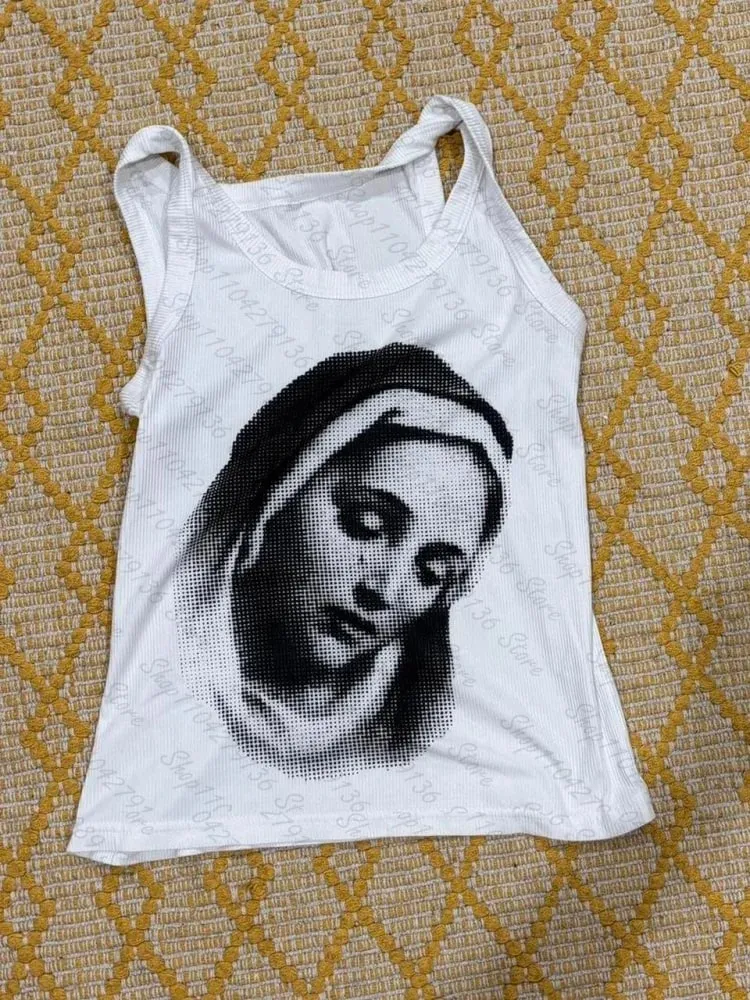 top mujer Tanks & Camis Tops Print Crop Top Clothes Grunge Corset Streetwear Baby Tank clothing Shoujo Girl Style Y2k Clothes — image 6