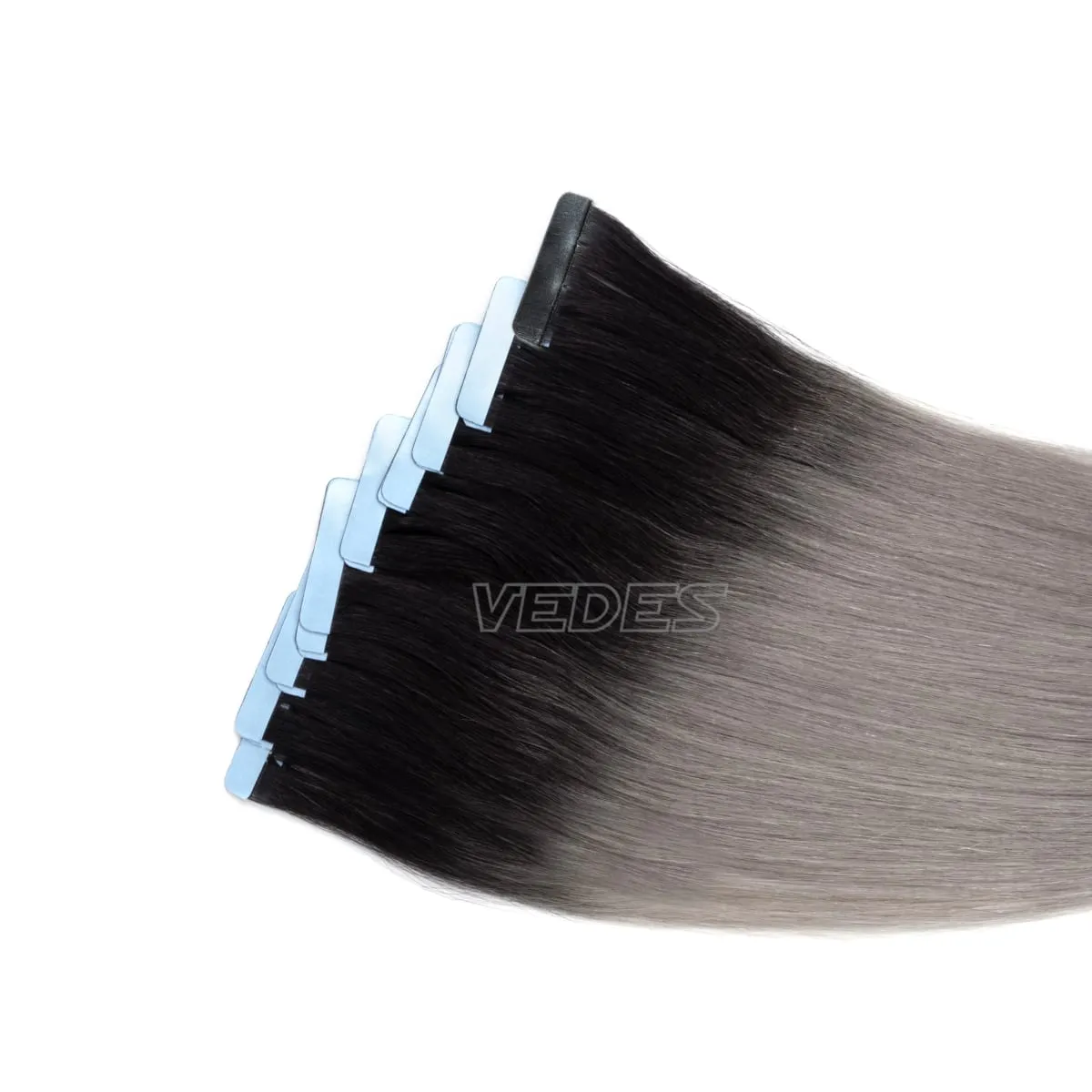 20Pcs 16" 20" Gradient Color Tape in Hair Extensions Human Hair Seamless Tape Hair Extensions 4x0.8cm Skin Weft PU Tape On Hair