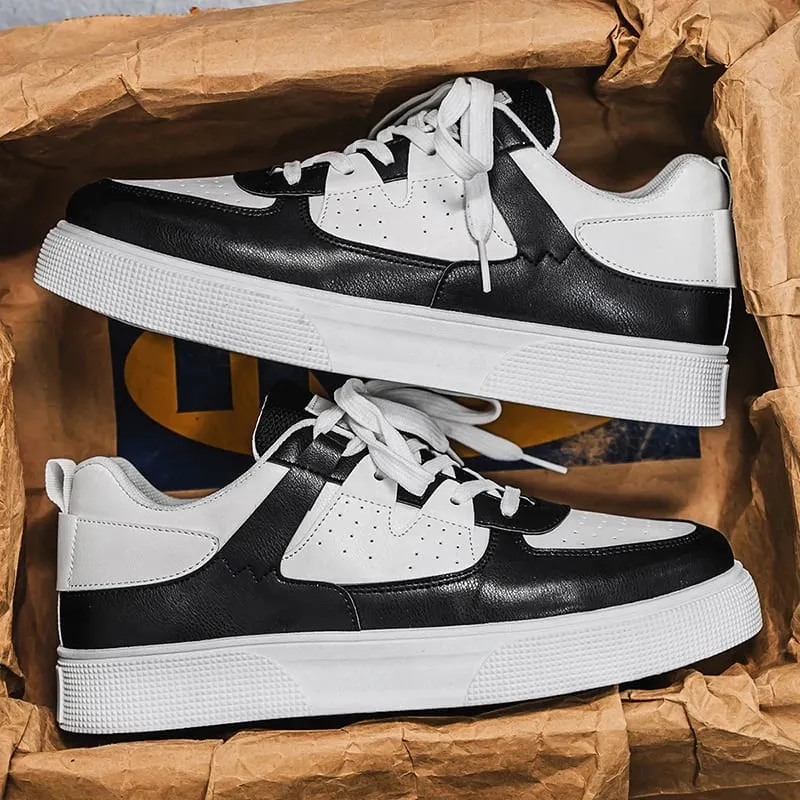 Men's White Black Casual Sneakers Thick Sole Platform Skateboard Shoes Fashion Breathable Streetwear Men's Sports Shoes