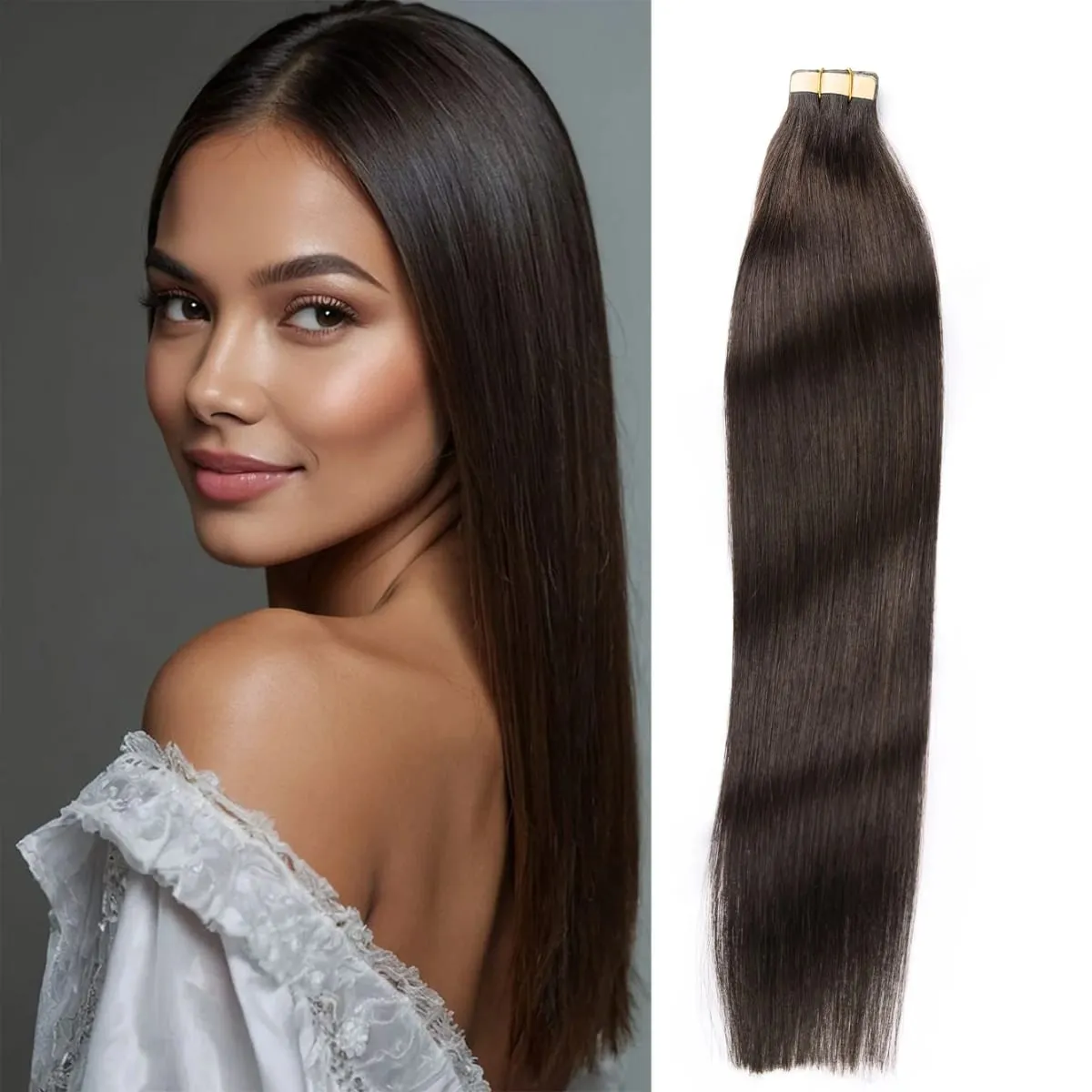 20 Pcs Real Human Hair Tape ins Extensions Straight Double Side Tape in Hair Extensions Highlight Tape in Remy Hair Extensions