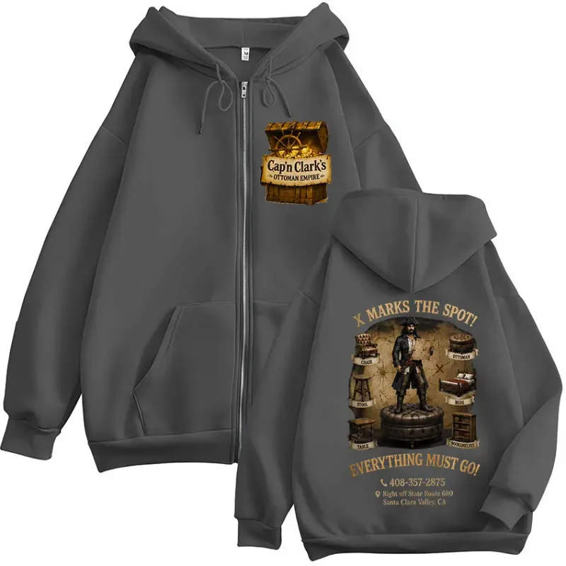 Movie Backrooms Cap'n Clark's Ottoman Empire Pirate Zipper Hoodies Men's Clothing Casual Long Sleeves Zip Up Sweatshirts Jackets