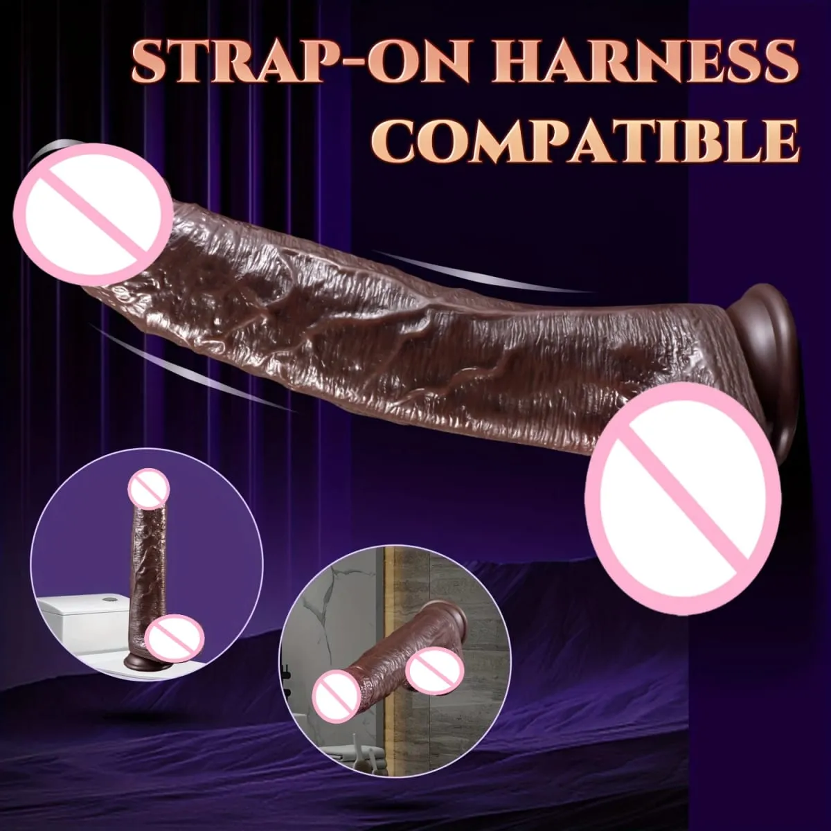 22cm Vibrating Dildo Men Women Adult Sex Toys 10 Vibration Modes Realistic Huge Dildo Vibrator Powerful Suction Cups For Adults — image 5
