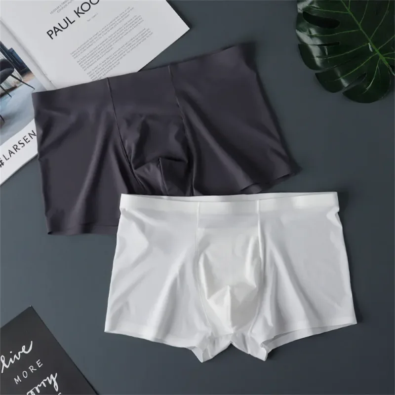3 pièces de haute qualité hommes sous-vêtements en soie glacée été mince respirant sans couture culottes Sexy hommes caleçons grande taille — image 16