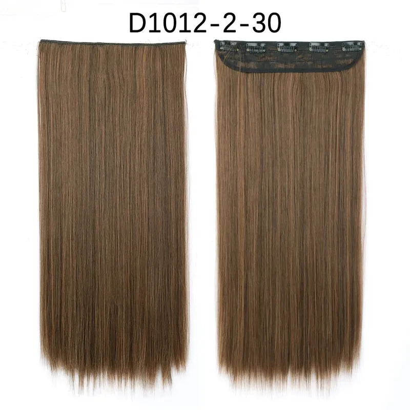 Azqueen Synthetic 5 Clips in Haarverlängerung, langes, glattes Haarteil, Frisur, Hochtemperaturfaser, goldbraun, schwarz