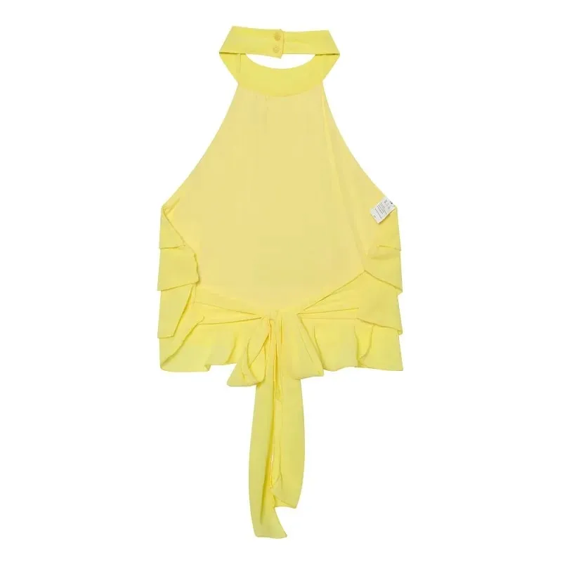 Ruffle Halter Top Women off Shoulder Backless Tops for Women Summer Sleeveless Tops Woman Sexy Camisole Crop Top Female — image 8