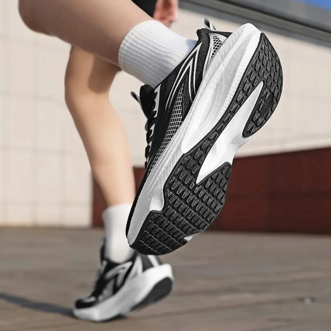 Carbon Plate Marathon Running Shoes Men Air Cushion Breathable Lightweight Shock Absorbing Non Slip Athletic Sneakers
