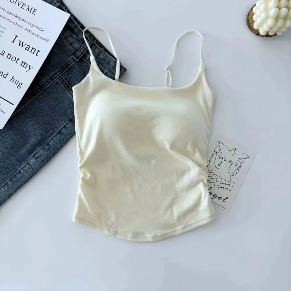 Simple Sleeveless Suspender Vest Slim With Padded Cups Camisole Underwear Short Vest Sports Activities — image 15