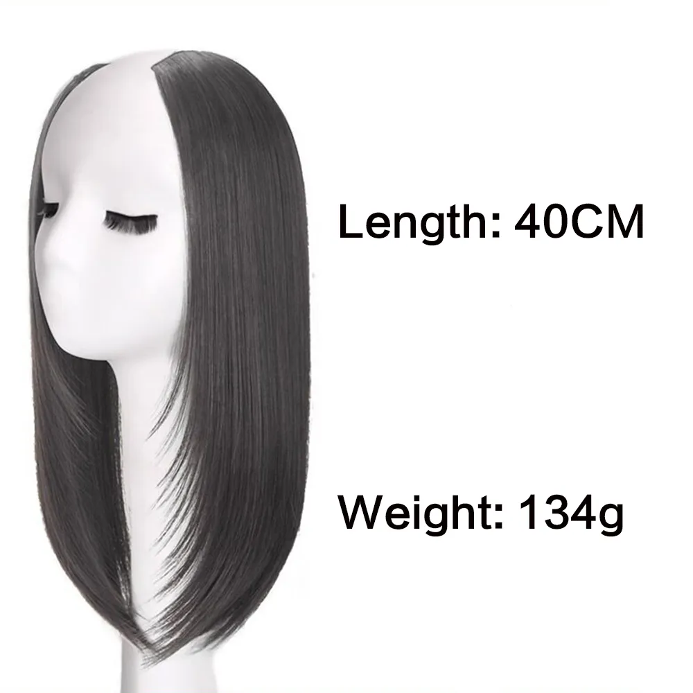 One-Pieces Clip Wig Invisible Synthetic Hair Extensions U-Type Short Straight Extension Women Hairpieces Half Wig Female — image 5