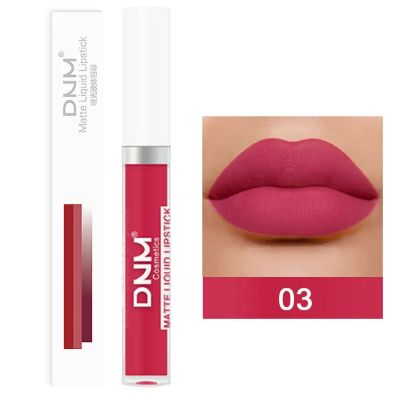 DNM 19 Färg Matt sammet flytande läppstift Vattenfast Håller Ej lätt att bleka Lipgloss Makeup Lila Röd Nude Lip Tint Kosmetika