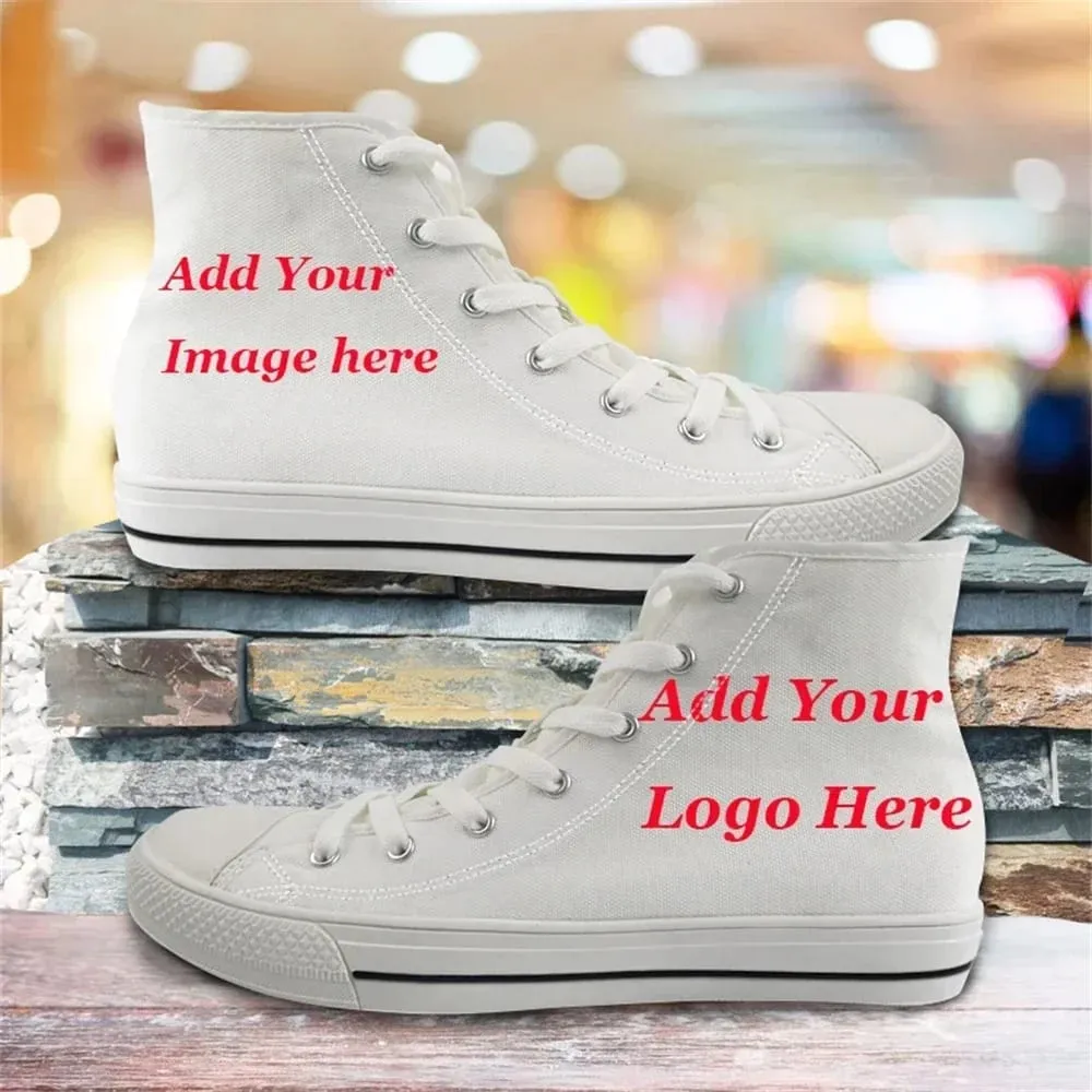 Custom Your Logo Image Text Name Pinted Shoes For Unisex High Top Canvas Shoes Women Free Dropshipping Ladies Sneakers — image 6