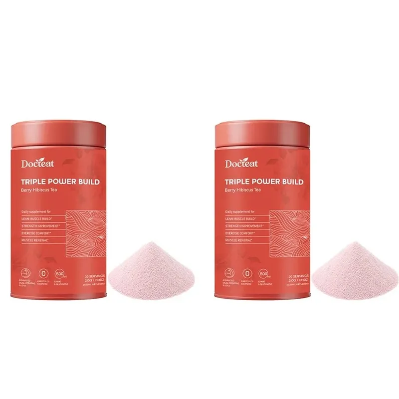 Docteat Creatine Monohydrate Powder with Creatine HCl L-Glutamine and Electrolytes for Muscle & Workout Support Berry Hibiscus