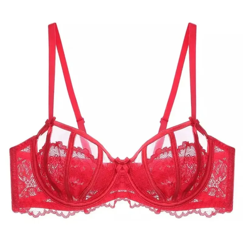 Sexy French Lace Push Up Bra Set Women Bunny Ears Lingerie Demi Cup Half Bra Lightweight Underwear Summer 32-38AB lingerie set — image 2