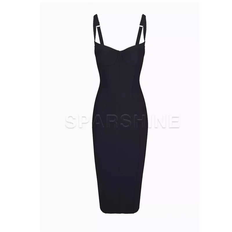 Sexy Leopard Print Dress Women's Sleeveless Fitted Stretch Bodycon Mid-Calf Dress Clubwear Evening Party Dresses