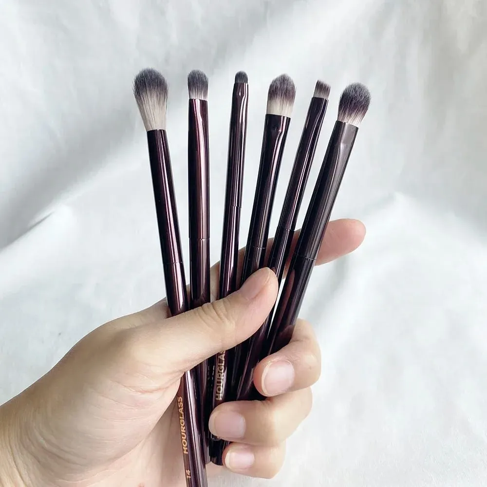 Ensemble de pinceaux de maquillage pour les yeux sablier, Kit de pinceaux cosmétiques d'ombre de luxe, mélange de mise en forme, mise en évidence des sourcils, doublure anti-cernes