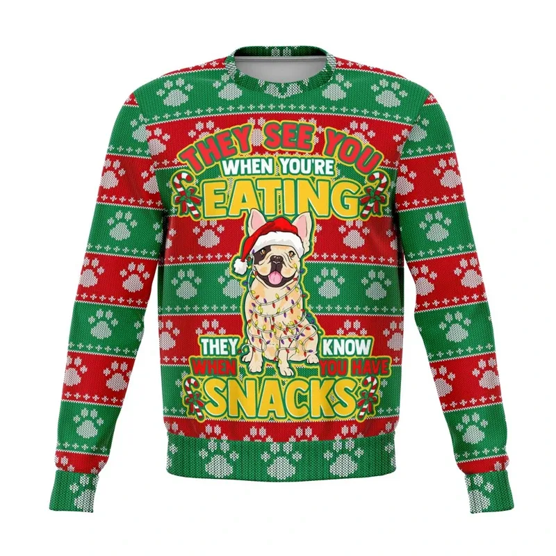 Colorful Dog Cat Pattern Ugly Christmas Sweater For Men 2026 New Year Festival Hoodie Women Merry Christmas Crew Neck Sweatshirt — image 18