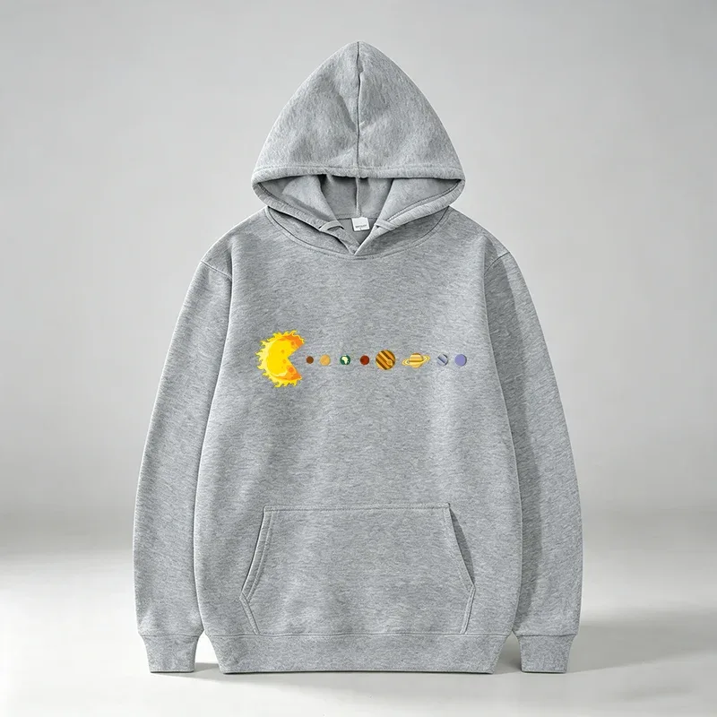 Men's Casual Hoodie Funny Sun Planets Print Pullover Hooded Sweatshirt Long Sleeve Loose Streetwear Hoodies With Pocket wx338 — image 10