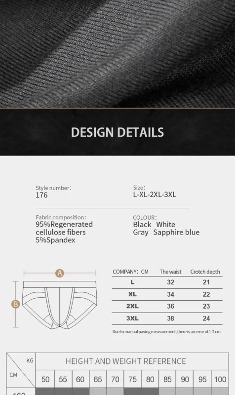 5PCSMen's three-piece briefs with U-shaped pouch, modal fabric, breathable, summer youth low-rise bottom pants — image 15