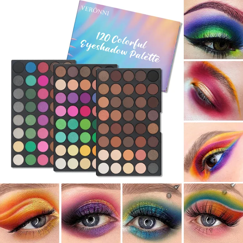 120 Colors 3-Layer Eyeshadow Palette All-in-One Matte & Shimmer Makeup Kit Long-Lasting Highly Pigmented Cosmetic Gift