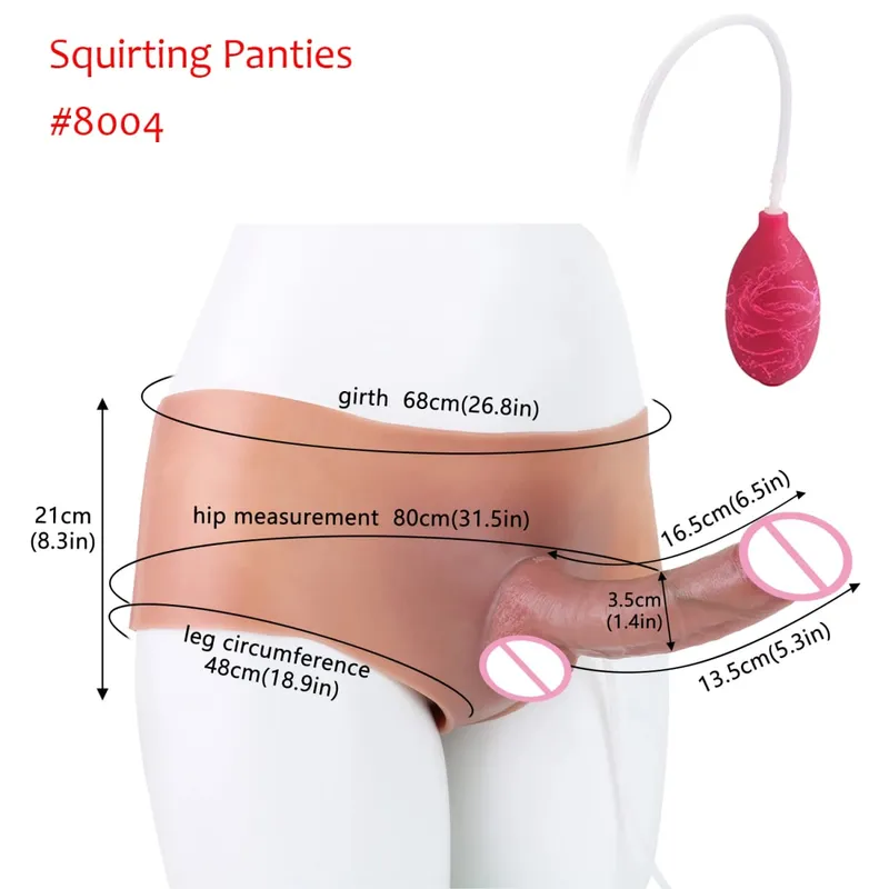 Black Nude Silicone Squirting Panties With Simulated Solid Penis Strapon Big Realistic Ejaculation Dildo Sex Toy For Women