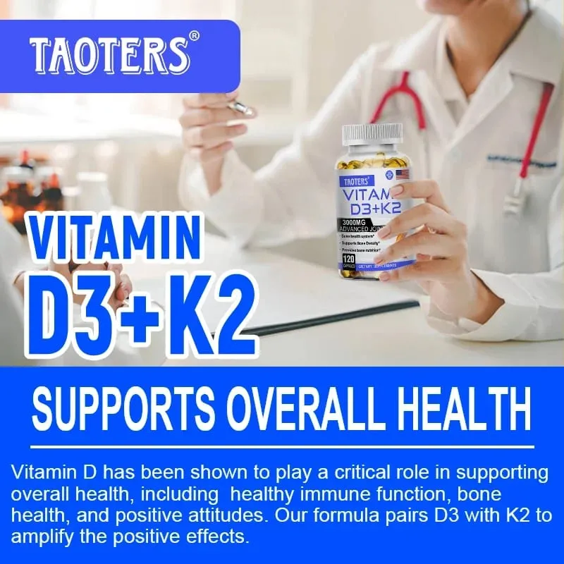 3000 mg Suplement zdrowotny Witamina D3 + K2 - Suplement wapnia dla precyzji kości i ogólnego stanu zdrowia