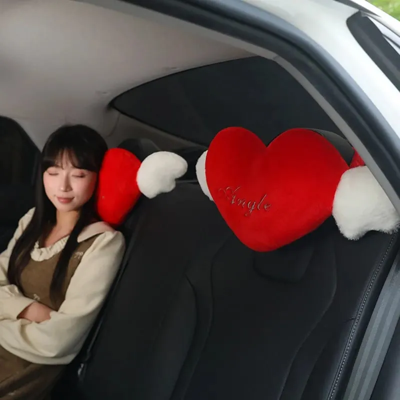 Cute Angel Heart Plush Pillow with Wings Soft Fluffy Love Heart Stuffed Cushion Car Sofa Home Decor Valentine Creative Gift — image 4