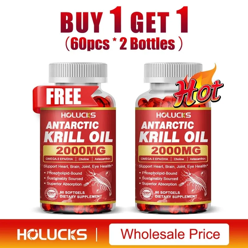 Antarctic Krill Oil Capsules 2000 mg Supplement with Astaxanthin Omega-3 EPA DHA Support Brain Joint Skin Heart Health — image 9