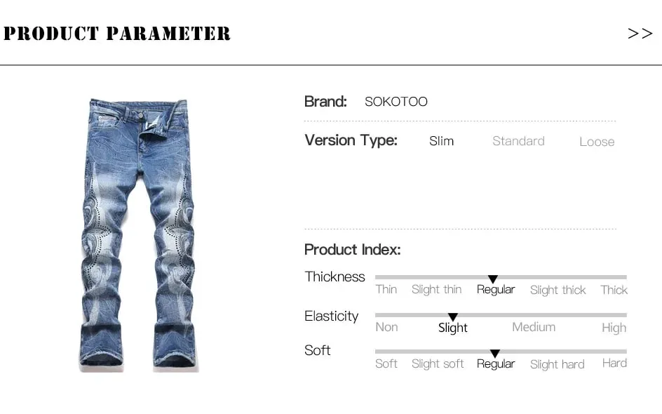 Men's Boot Cut Denim Jeans Streetwear Rivet Crystal Rhinestone Printed Pants Slim Flared Blue Stretch Trousers — image 7