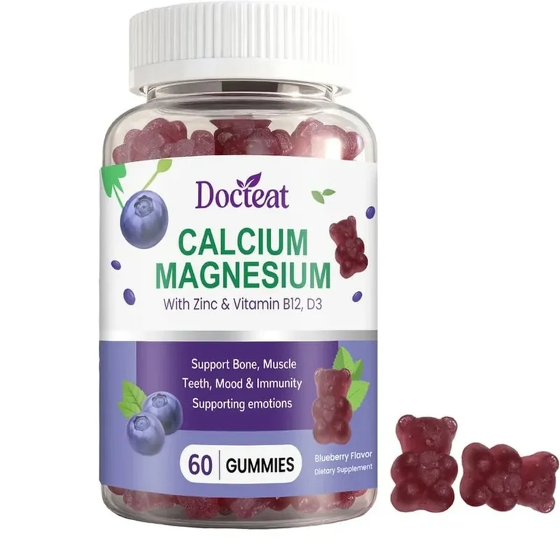 Calcium Magnesium Gummies with Zinc and Vitamins D3 B12 and B6 for Bone Teeth Mood & Immunity Support 60 Gummies